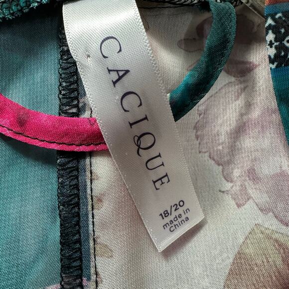 CACIQUE Robe Womens Size 18/20 Multicolored Lucille Patchwork‎ Chiffon Kimono - Picture 3 of 6